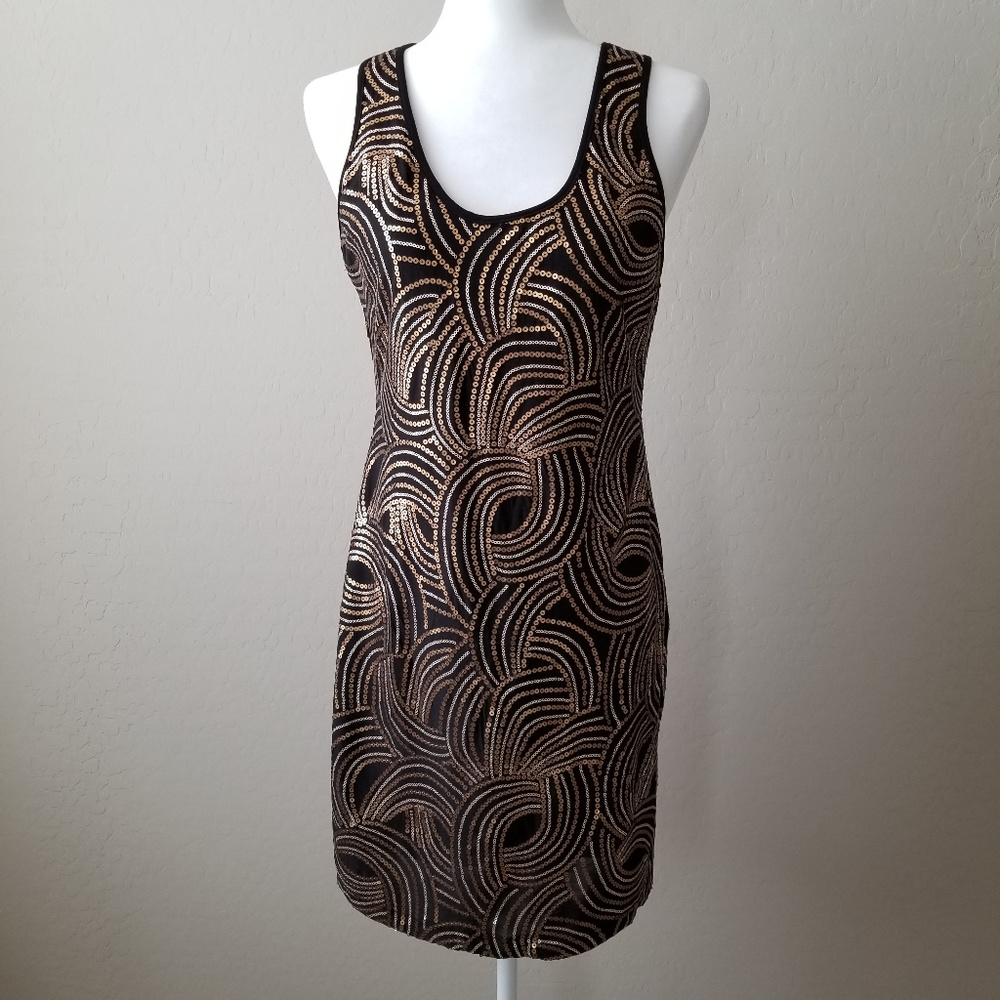 Bisou Bisou Art Deco Sequin Racerback Dress - 10